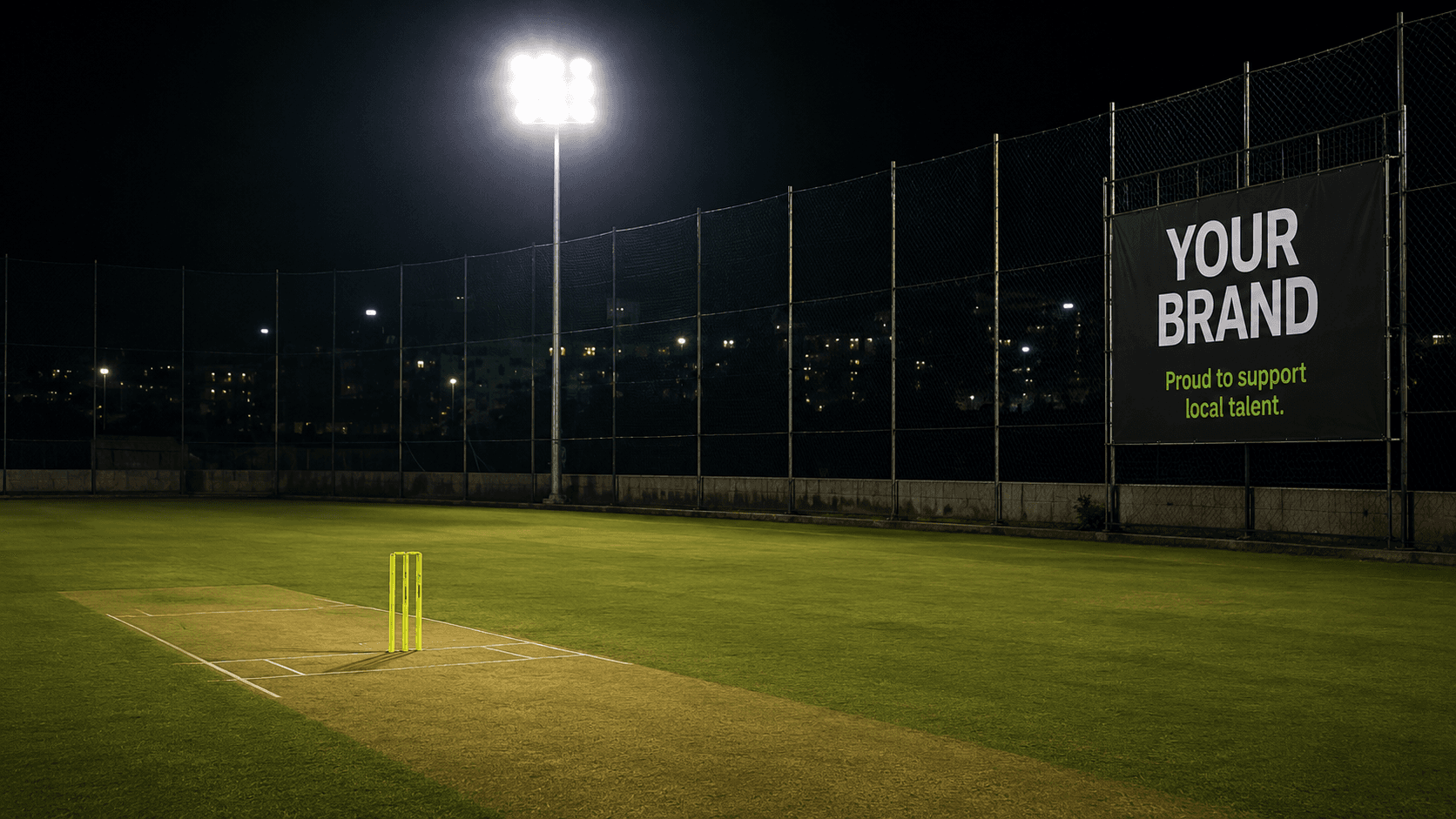A team playing under the floodlights
